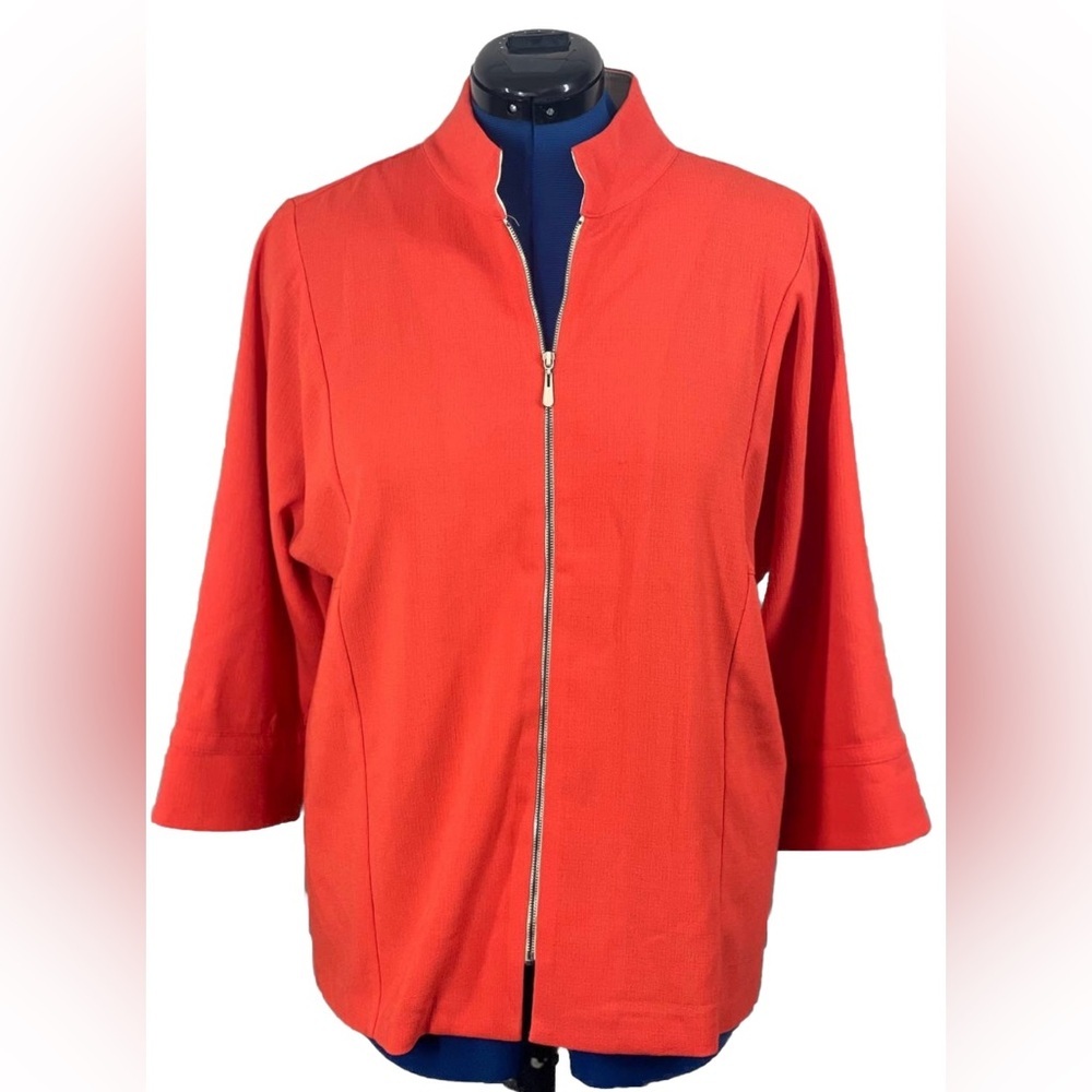 Woman's Suit Jacket Gold‎ Zipper 3/4
Sleeve Orange Drapers & Damons Large Preppy